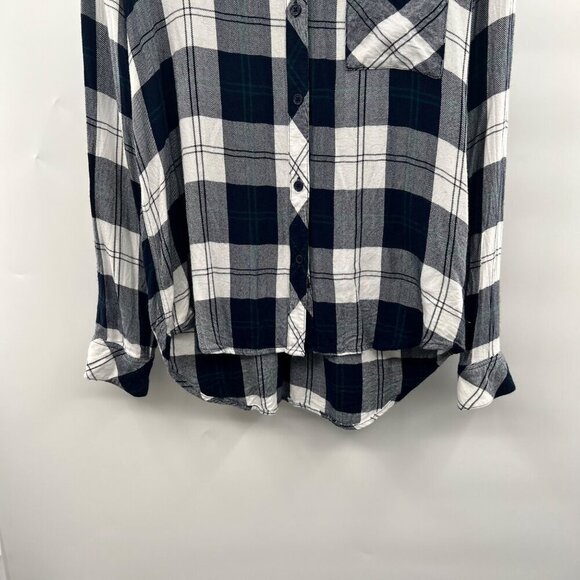 Rails Women's Long Sleeve Button Up Plaid Shirt Navy/White Size Medium - Picture 5 of 9
